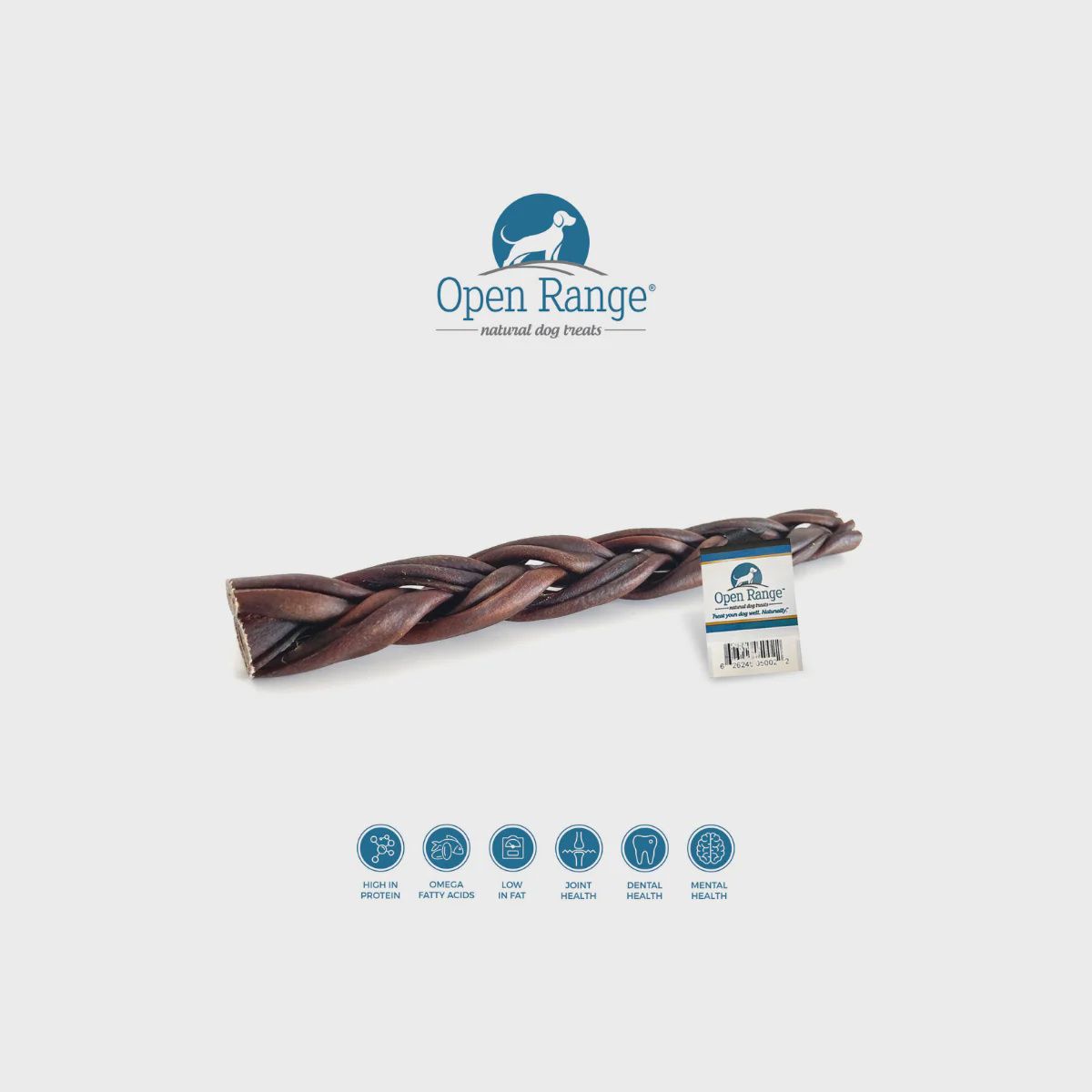 Open Range Water Buffalo Collagen Braided Stick Dog 11-12in