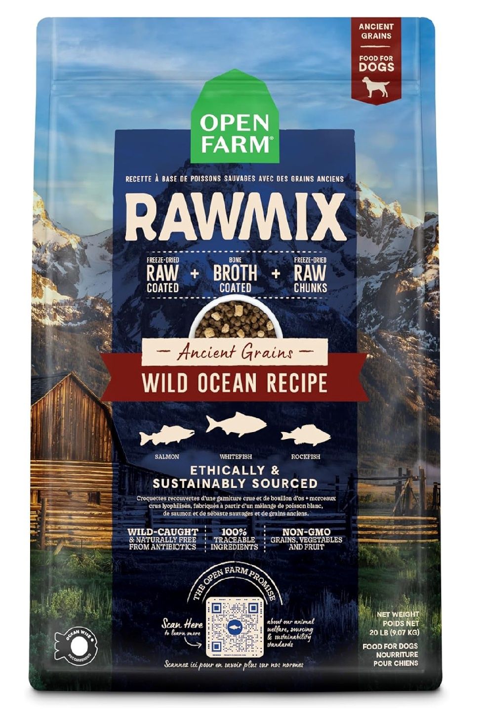 OPEN FARM Ancient Grains Rawmix Wild Ocean Recipe 20lb