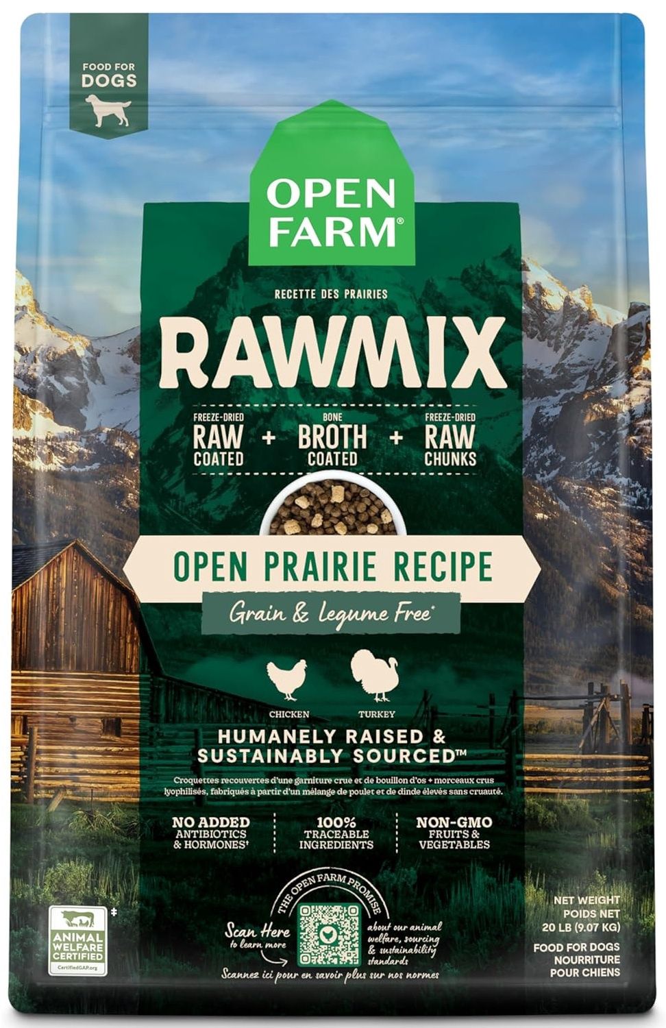 OPEN FARM Grain Free Rawmix Open Prairie Recipe 20lb