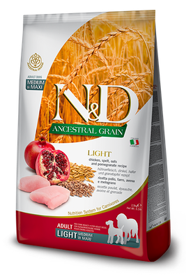 Farmina N&amp;D Ancestral Grain Chicken &amp; Pomegranate Light Med/Maxi Dog Food 12kg