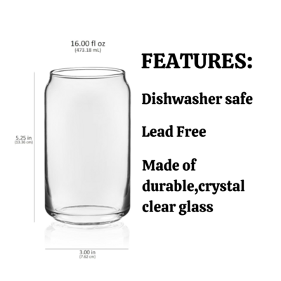 Personalized Etched Beer Can Glass