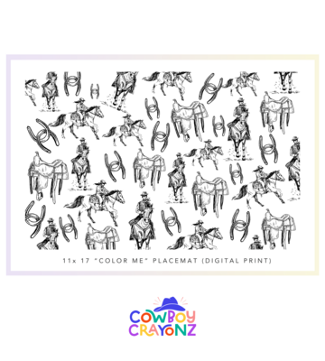 Horse Placemat, Colorable Digital Download