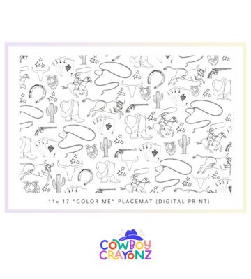 Western Placemat, Colorable Digital Download