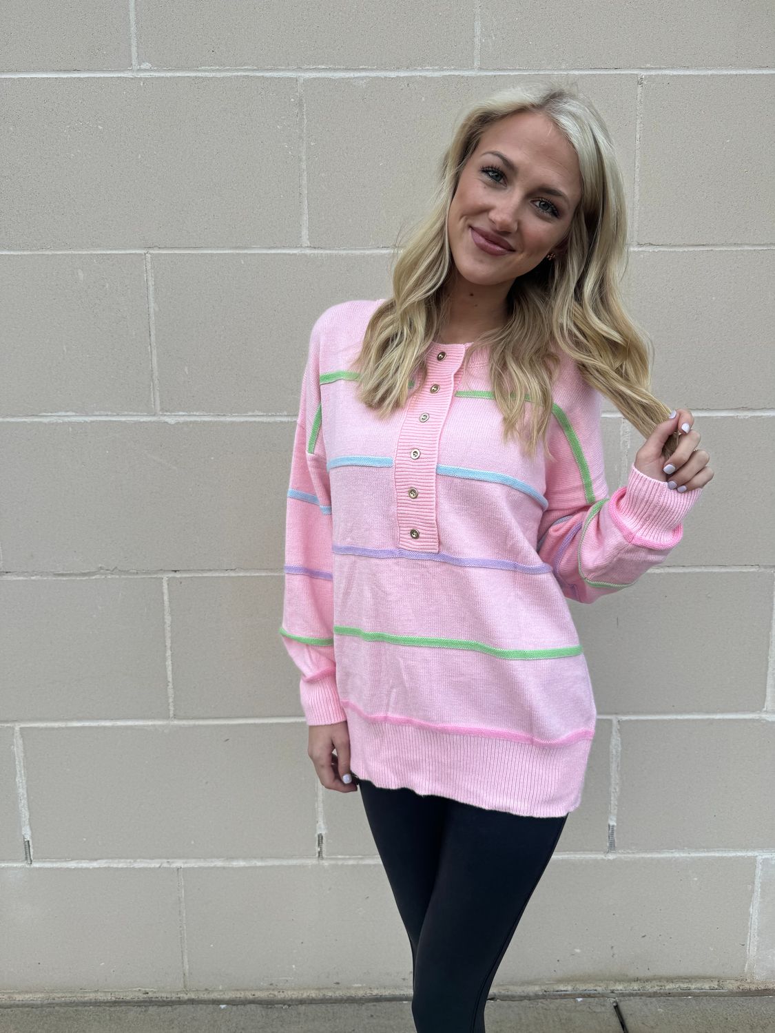 Alyssa Stripped Henley Top