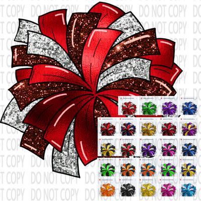 24 Glitter Poms clipart bundle size 11 inch -  digital design 300 DPI PNG