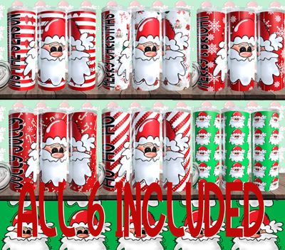 SANTA TUMBLERS 6 DESIGNS INCLUDED- 300 DPI PNG