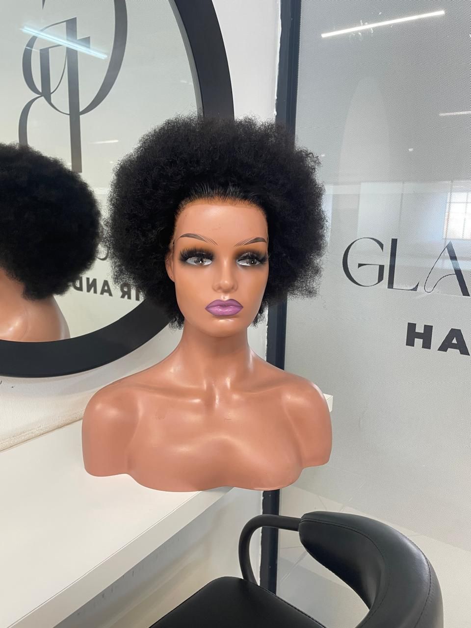 Natural Afro Wig with 13x4 Closure
