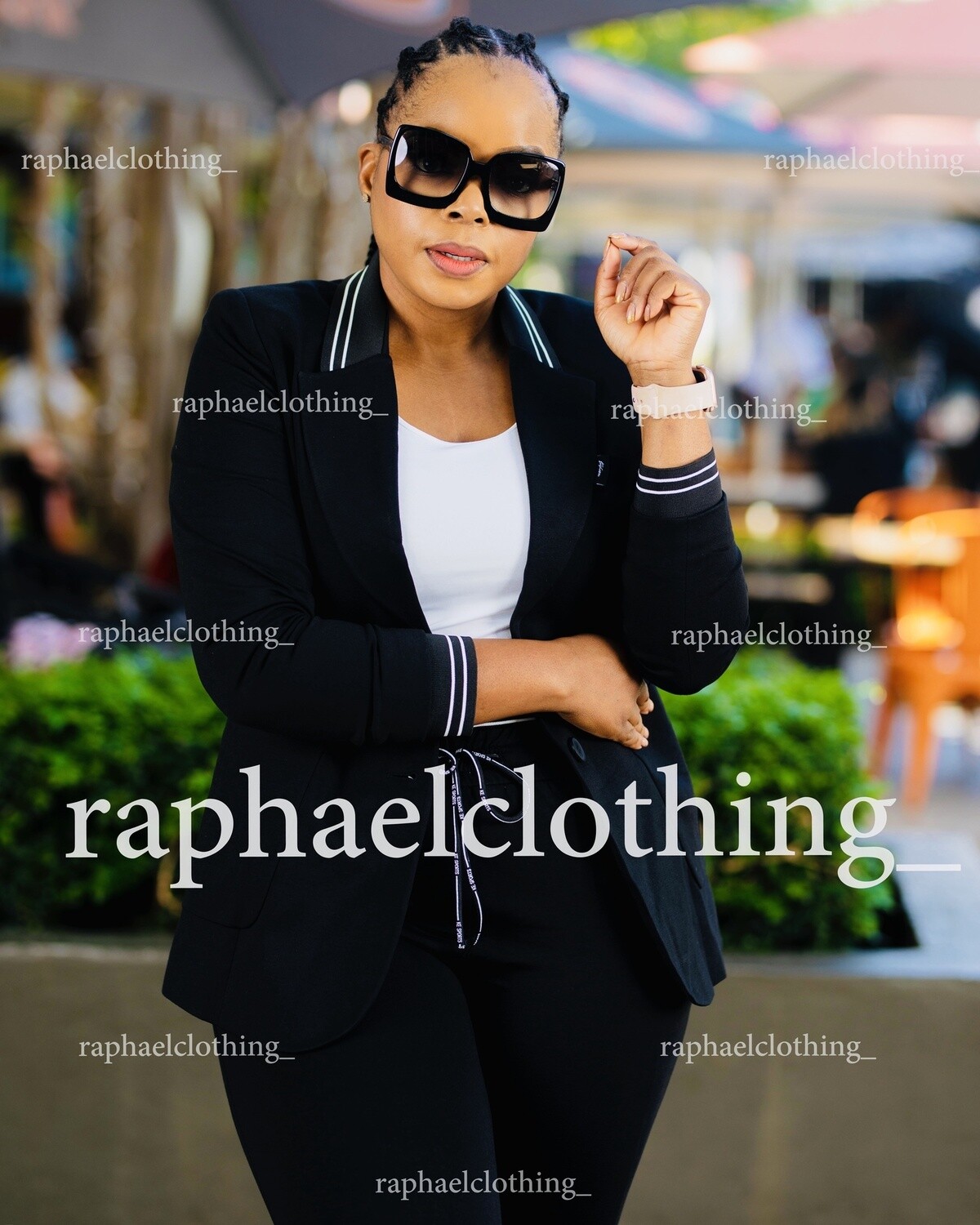 AVERSIA125053-BLACK WHITE 3PC CASUAL SUIT