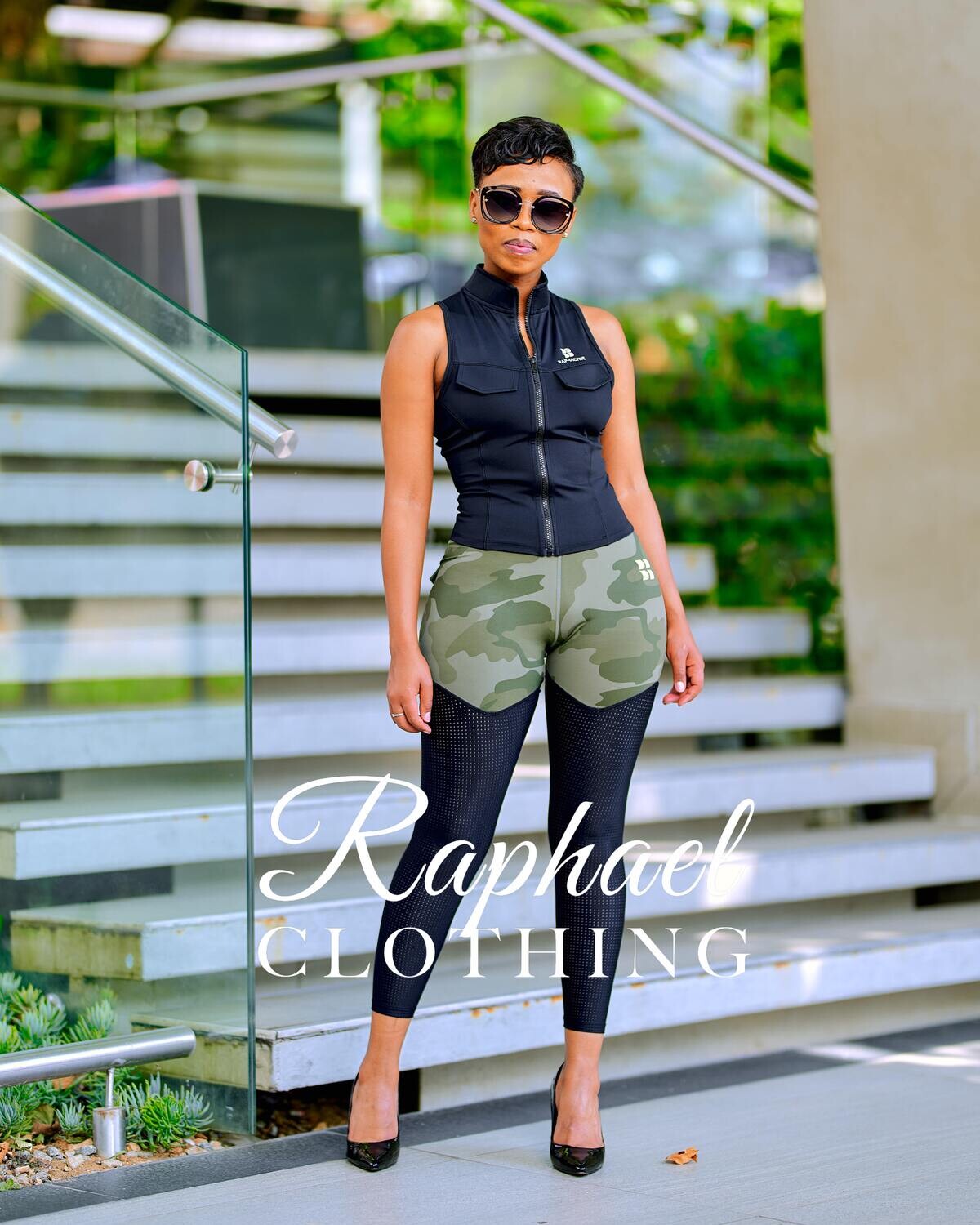 ACTIVE001-V WAIST CAMO MESH LEGGINGS