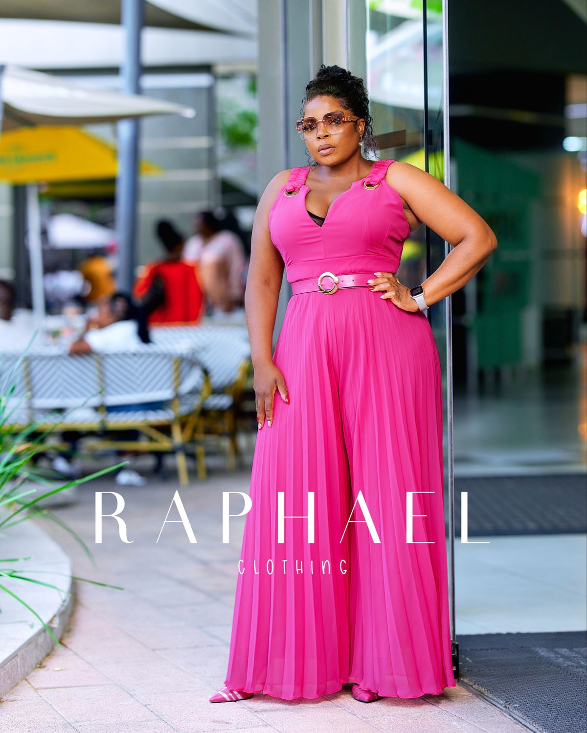BIANCO5091-DIVA LUXE FUCHSIA PLEATED JUMPSUIT