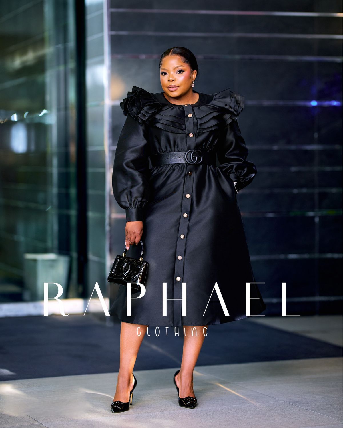 RAPH25031203-OCTAVIA RUFFLE ROYALE DRESS