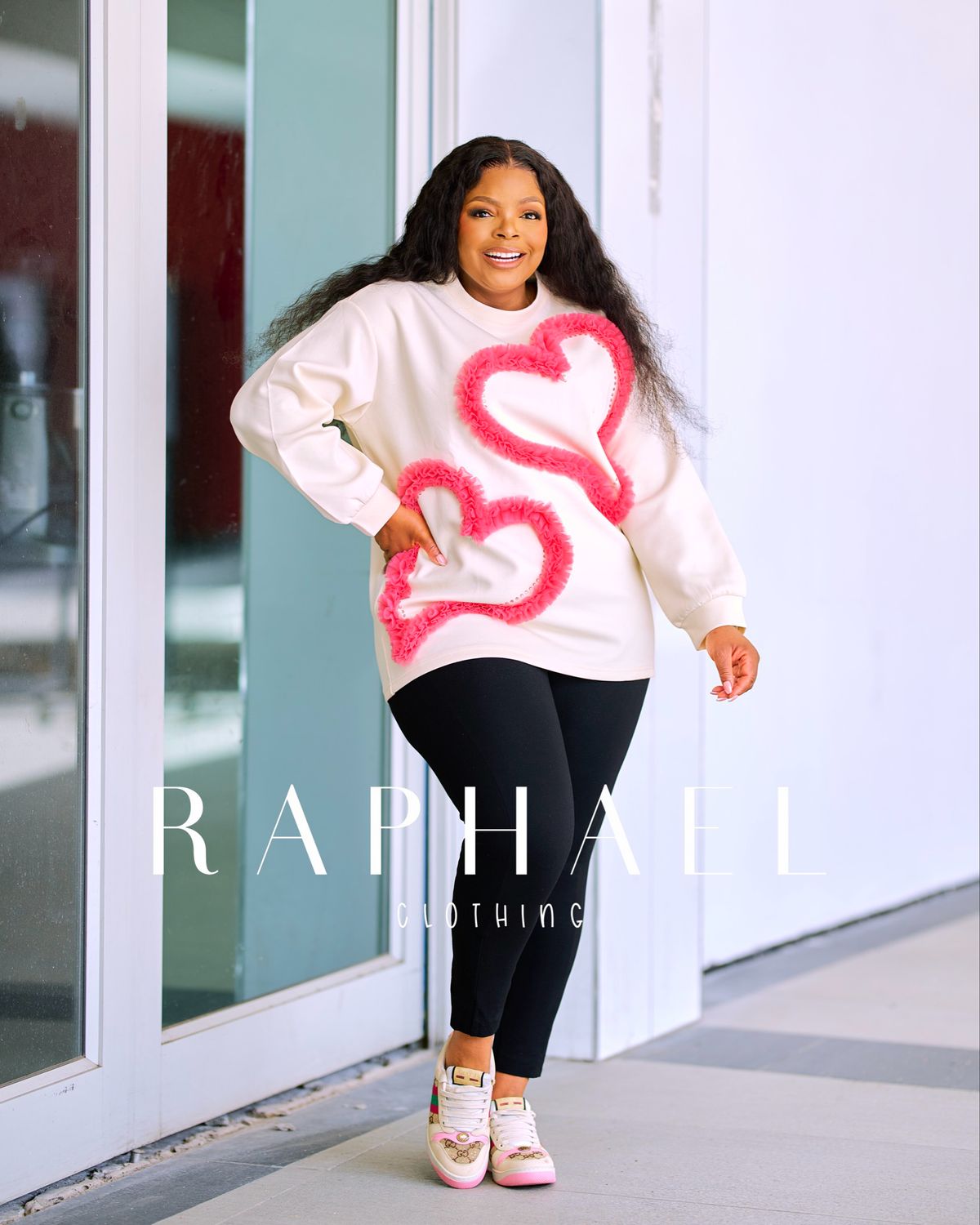 RAPH25033002-LILA HEARTBEAT RUFFLE HEART SWEATSHIRT