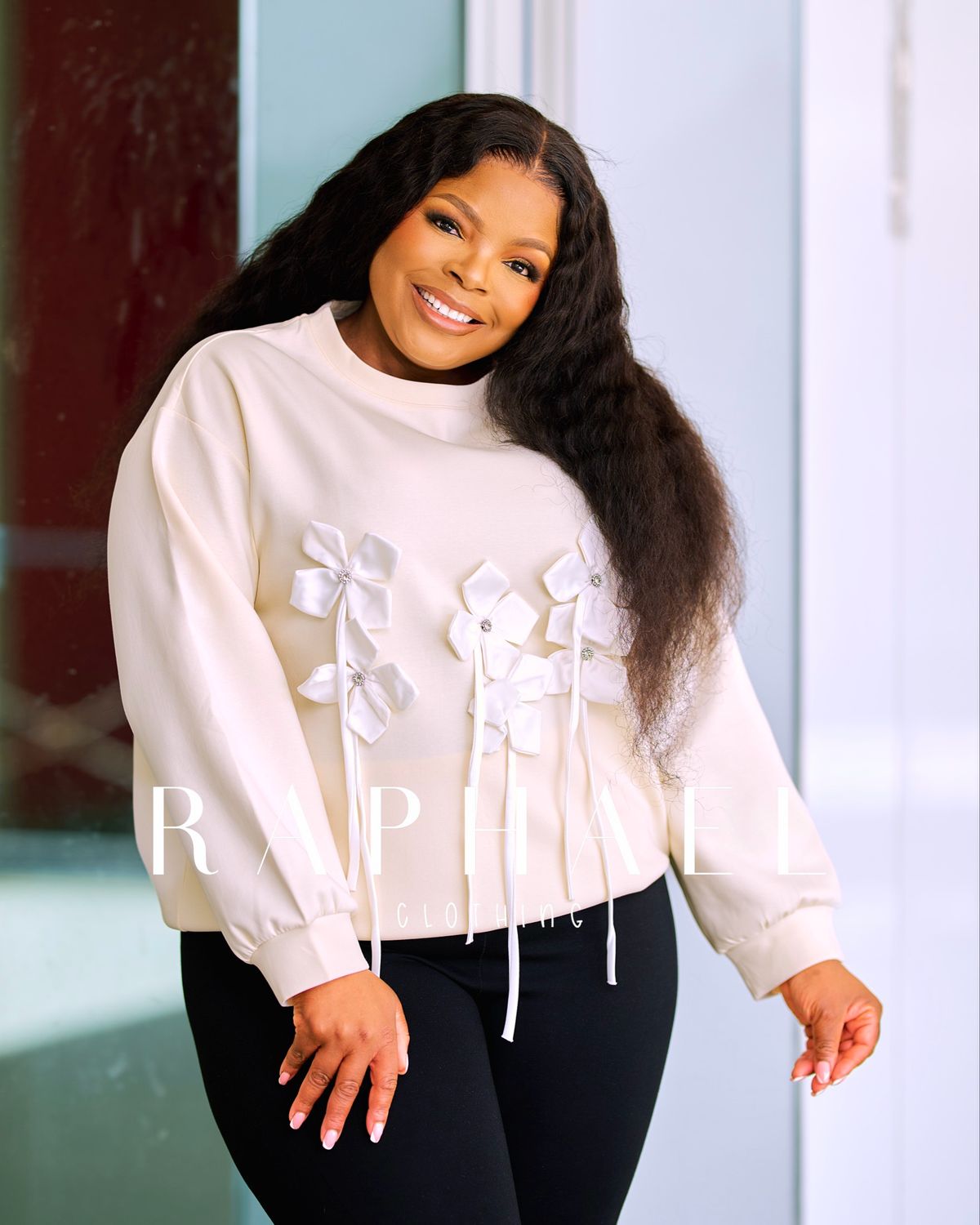 RAPH25033002-ELOISE SATIN FLOWER SWEATSHIRT