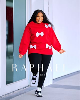 RAPH25033002-CLARA WHITE BOW ACCENT SWEATSHIRT