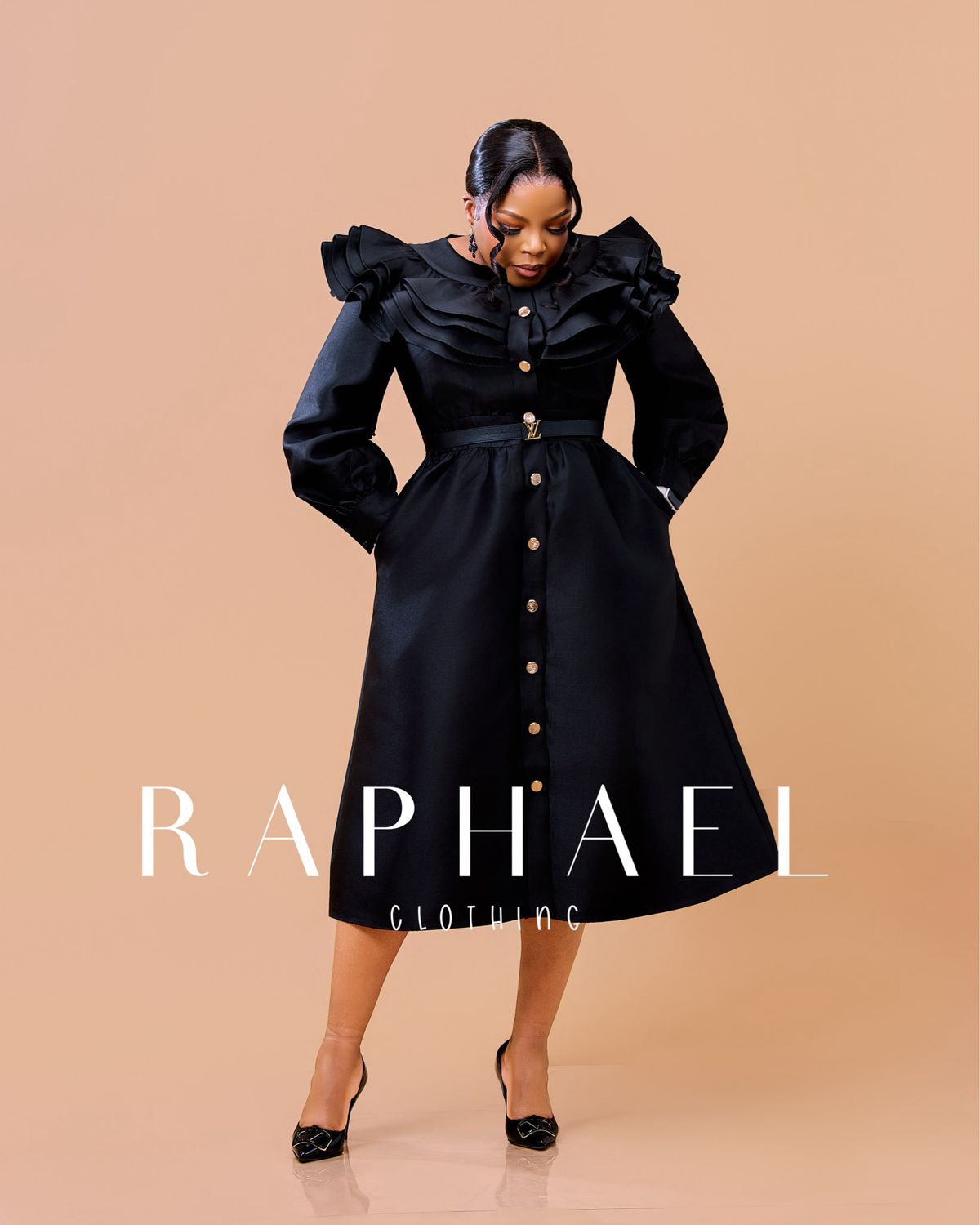 RAPH25031203-OCTAVIA RUFFLE ROYALE DRESS