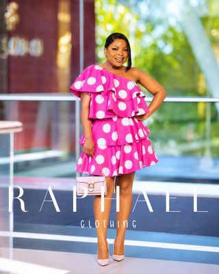 EXQ2218084-PINK WHITE POLKA DOT DRESS
