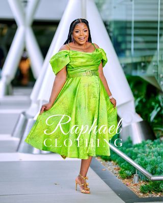 LADONAT9559-BROCADE OFF SHOULDER DRESS