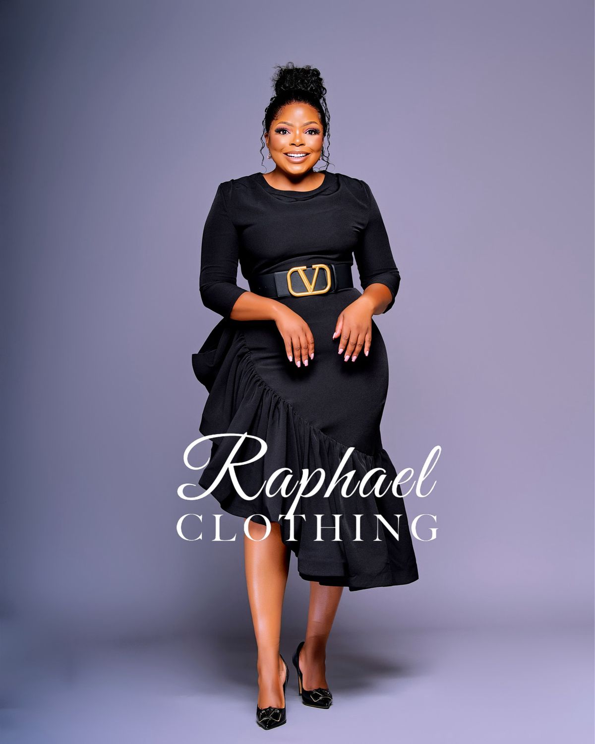 RAPH23110904-BLACK SIDE RUCHED DRESS