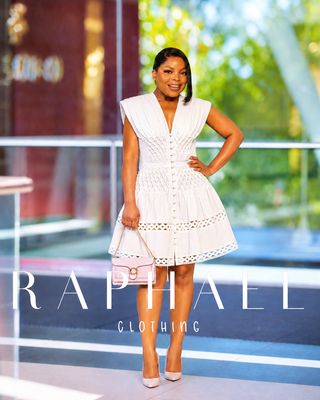 RAPH LATTICE WHITE ELEGANT MINI DRESS
