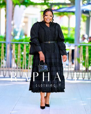 RAPH-SORAYA TIERED BLACK LACE MAXI DRESS