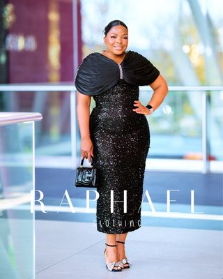 ROJ9700-AMIRAH REGAL SEQUINS DRAPE DRESS