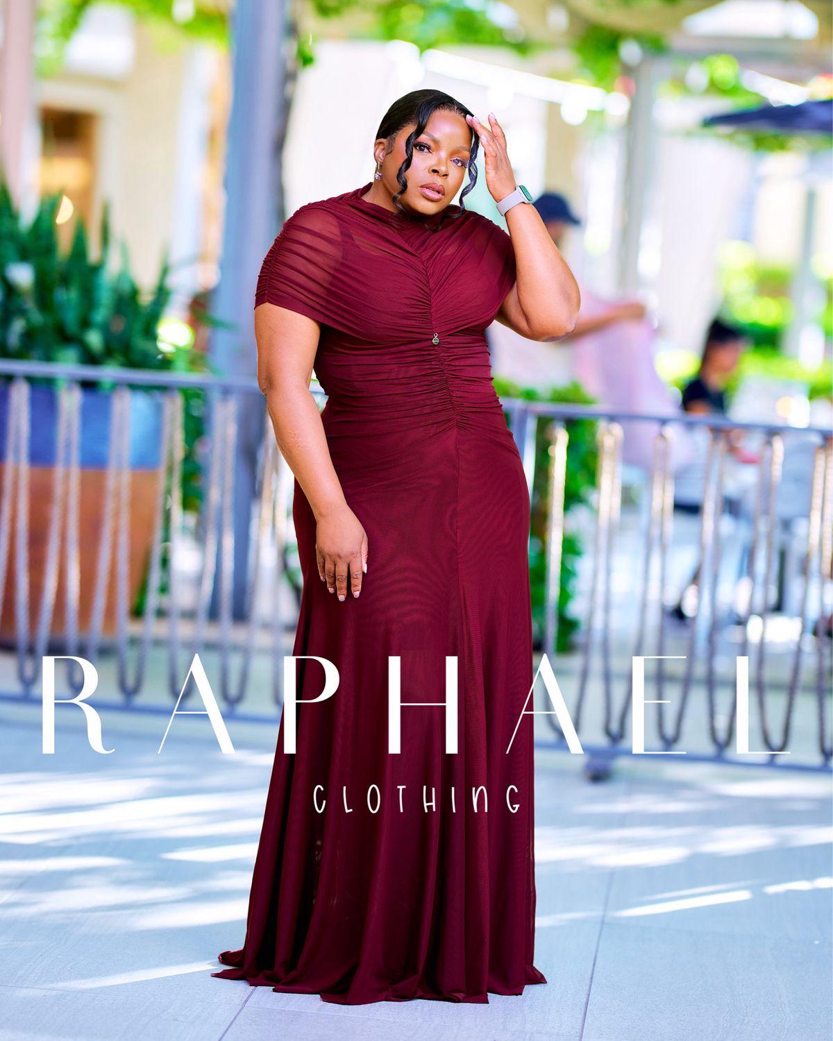 GRN8637- GRACE RUCHED MESH GOWN
