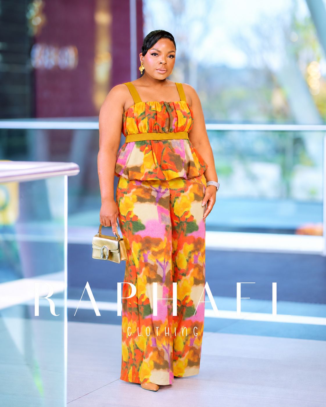 GIZM2L031-PEPLUM CROP TOP &amp; WIDE LEG PALAZZO SET