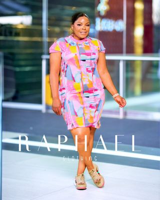 RAPH25071503-COLOUR SPLASH ZIP SCUBA DRESS