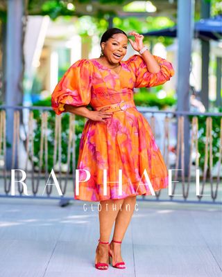 RAPH25033003-SUNSET LUXE BALLOON SLEEVE DRESS