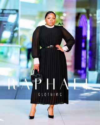 RAPH25032704- CONTRAST COLLAR ELEGANT PLEATED DRESS