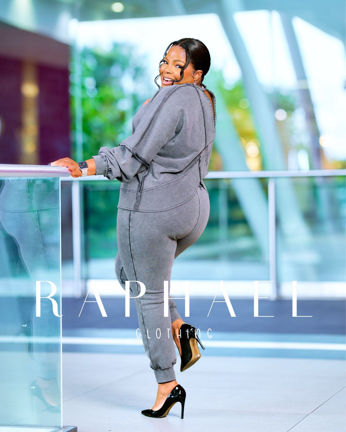 RAPH25091304-WASHED CHARCOAL LOUNGE SET