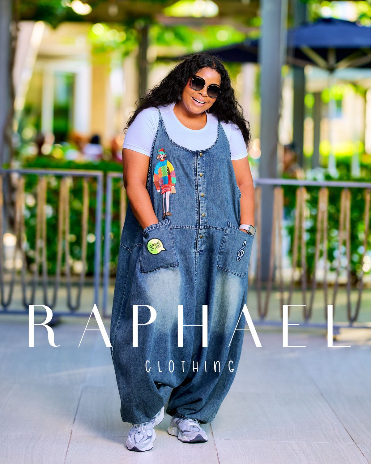 RAPH PATCH DENIM HAREM JUMPSUIT