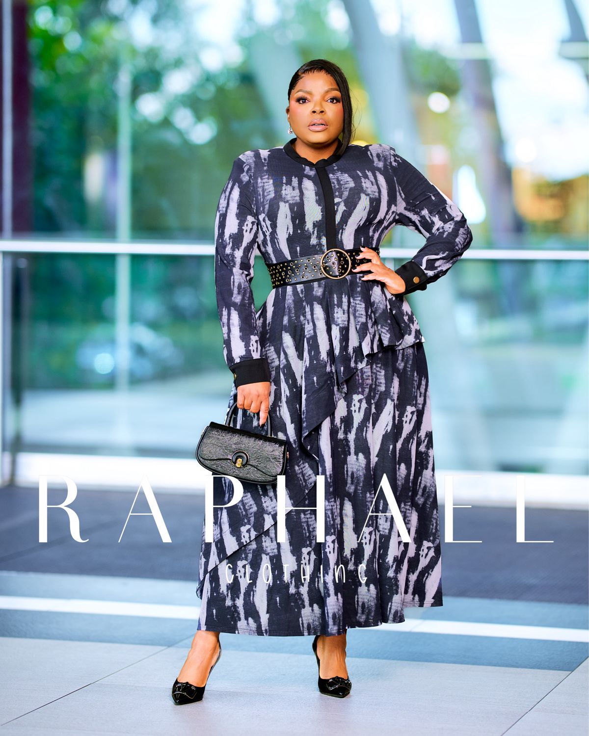 RAPH-SORELLA MONOCHROME BELTED DRESS