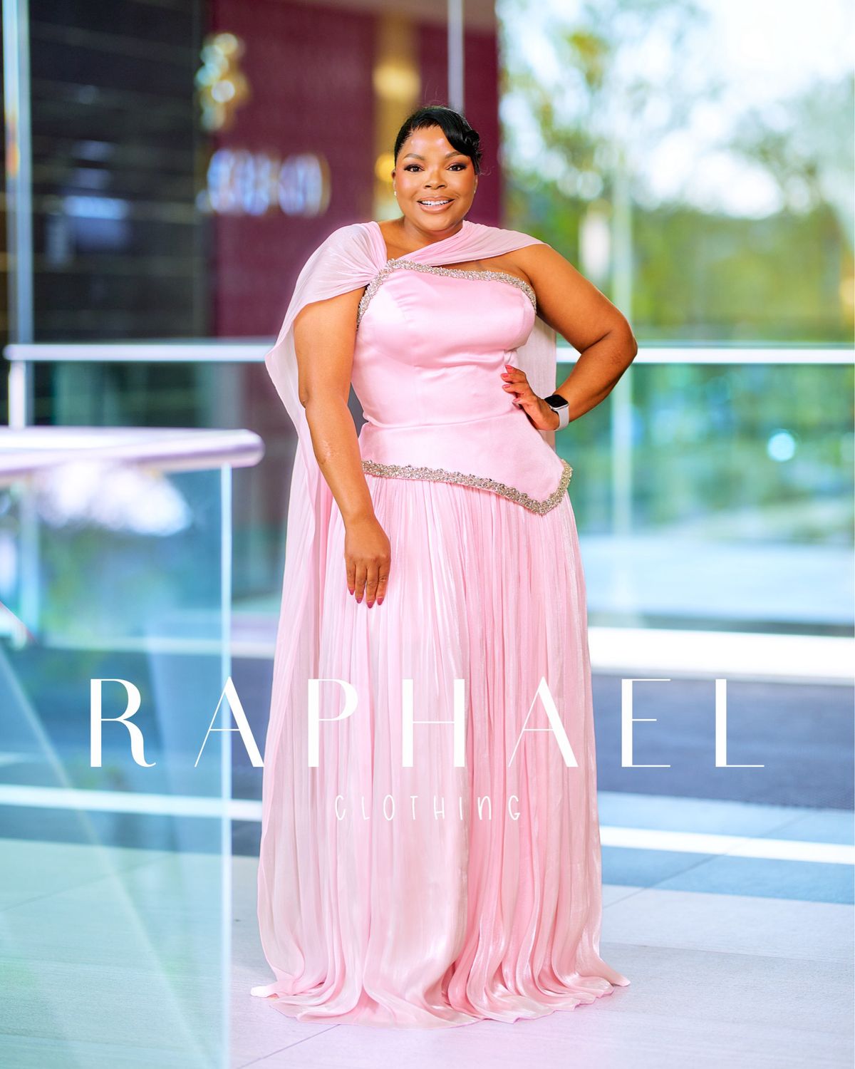 MORE904-EMBELLISHED ONE SHOLUDER MAXI DRESS
