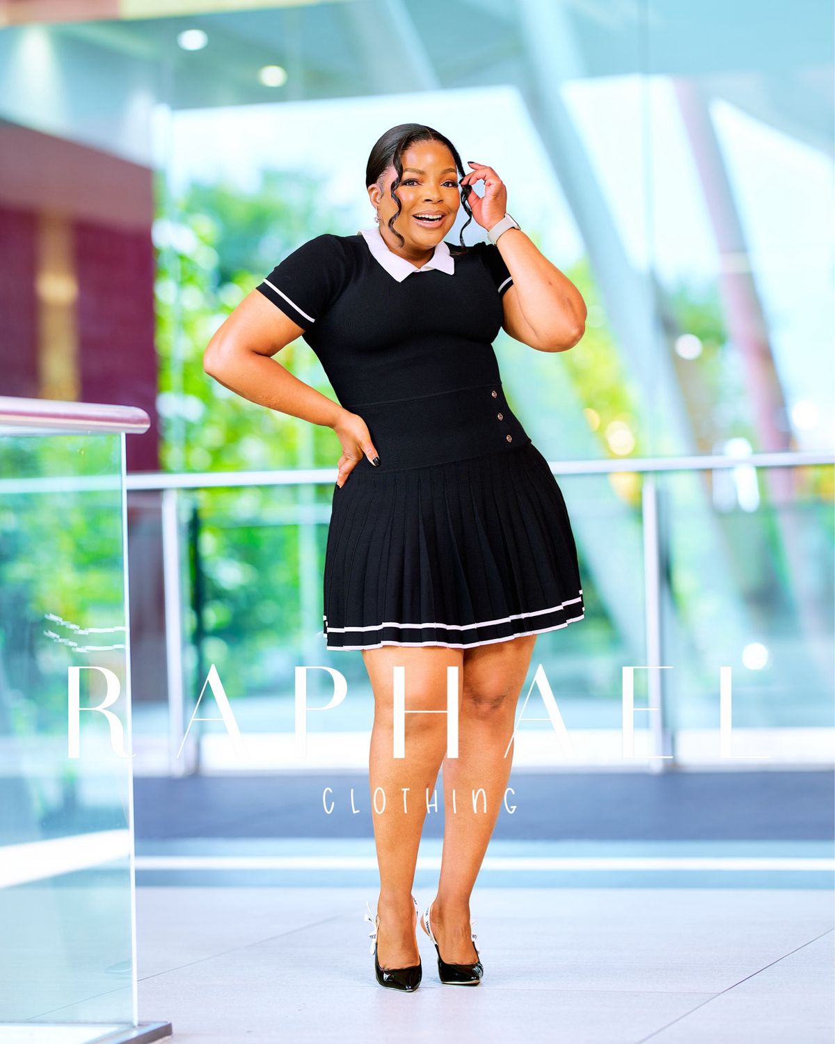 RAPH2173-PREPPY  COLLAR KNIT DRESS