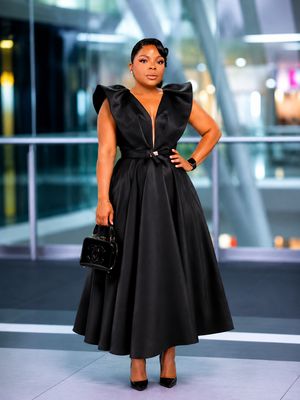 ARSI4108B-SIENNA SCULPTED RUFFLE MIDI DRESS