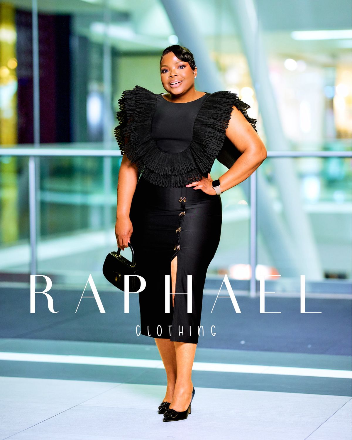 AZA3821-NIA STATEMENT RUFFLE DRESS