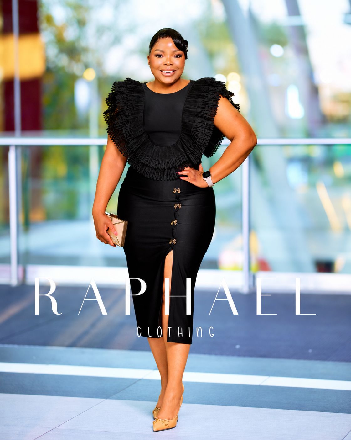 AZA3821-NIA STATEMENT RUFFLE DRESS
