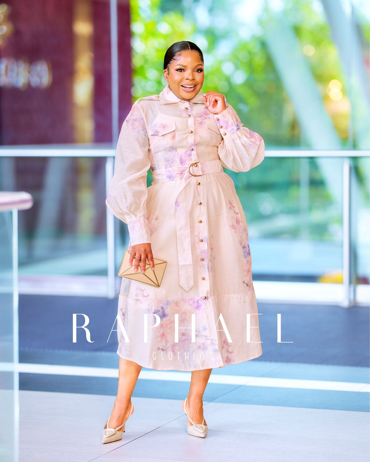 RAPH-MILA LONG SLEEVE FLORAL SHIRT DRESS