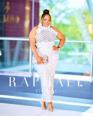 RAPH- 3D FLORAL SEQUIN BANDAGE DRESS