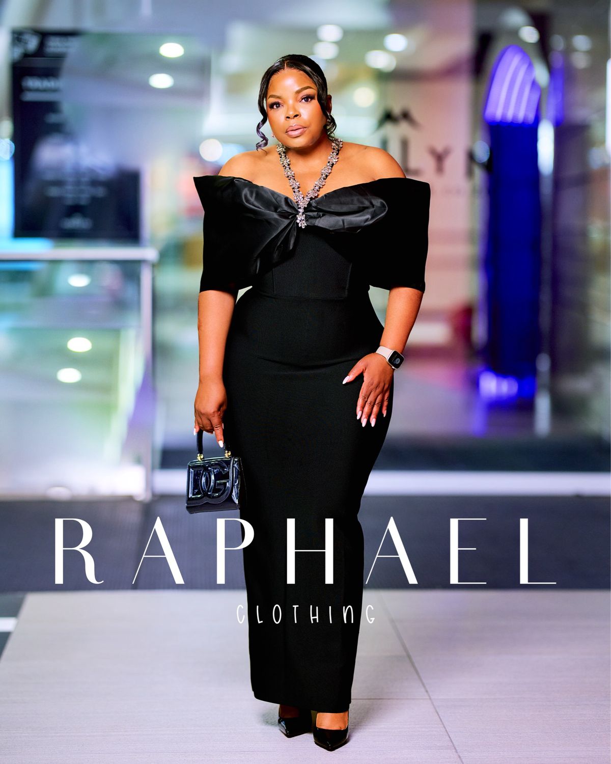 RAPH-VALERIA STATEMENT BOW BANDAGE DRESS
