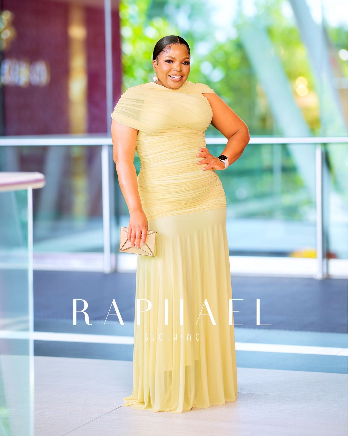 RAPH- GODDESS DRAPED MESH DRESS