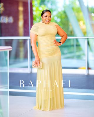 RAPH- GODDESS DRAPED MESH DRESS