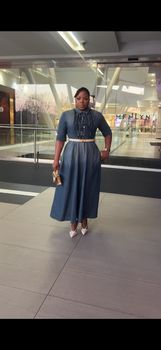 RAPH-MIREYA RUFFLE-FRONT DENIM DRESS