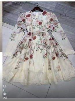 RAPH-ROSE GARDEN LONGSLEEVE LACE TRIM DRESS