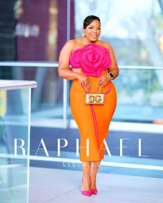 RAPH-ZARIA 3D ROSE SCULPTED BANDAGE DRESS
