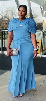 RAPH-KAIA DRAPED CAPE MAXI DRESS