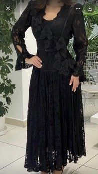 PLP2174093-NAYA 3D FLORAL LACE PLEATED DRESS