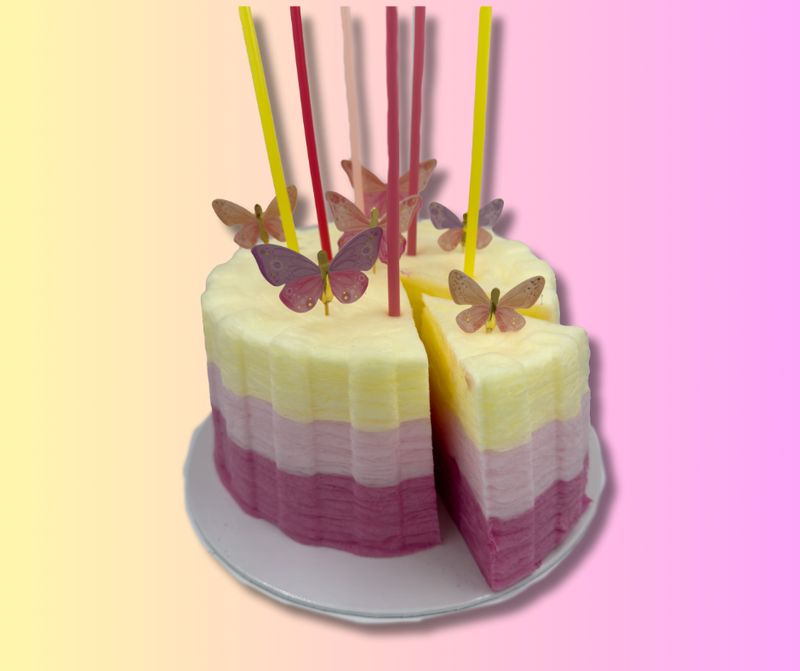 Raspberry - Passion Fruit Cotton Candy Cake