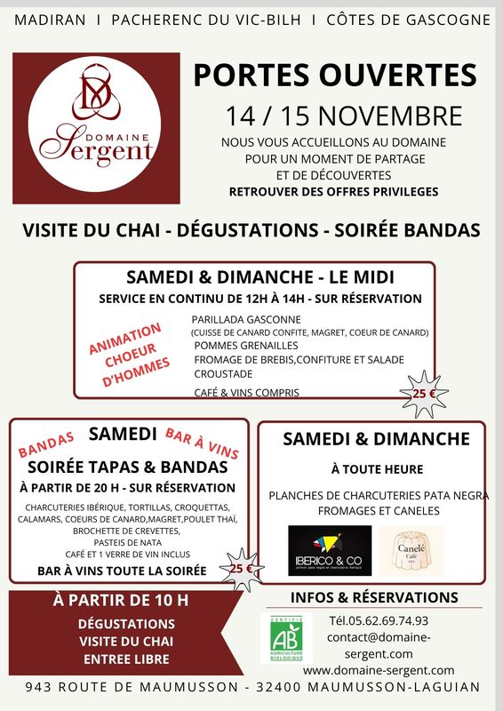 Portes Ouvertes 2026- Repas Dimanche 15 Novembre à midi
